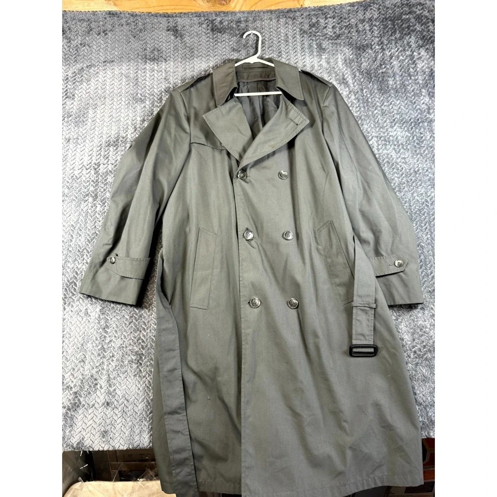 VTG Botany 500 Trench Coat Mens 42R Gray Belted Waist Notch Lapel Retro USA Made